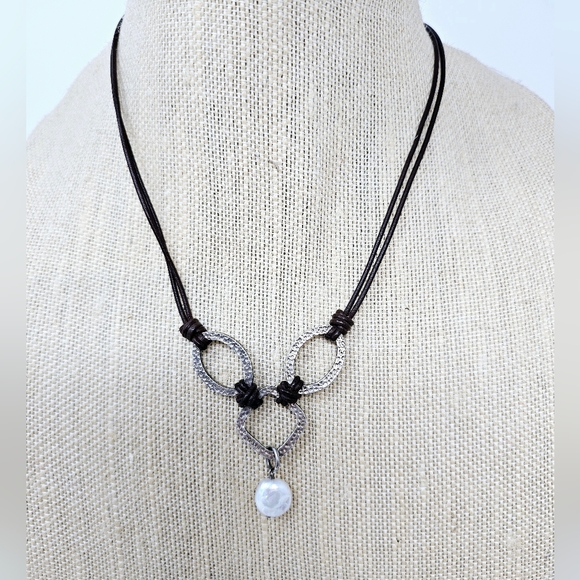 Silpada Coin Pearl Sterling Necklace - Picture 2 of 4